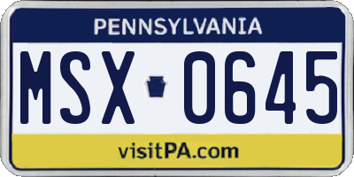 PA license plate MSX0645