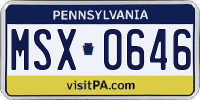 PA license plate MSX0646