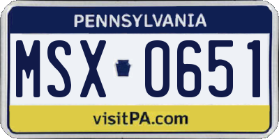 PA license plate MSX0651