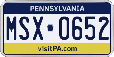 PA license plate MSX0652