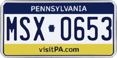 PA license plate MSX0653