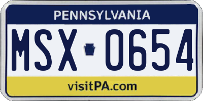 PA license plate MSX0654