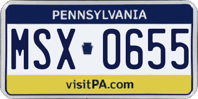 PA license plate MSX0655