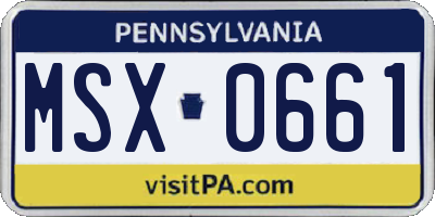 PA license plate MSX0661
