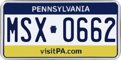 PA license plate MSX0662