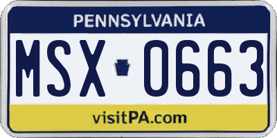 PA license plate MSX0663