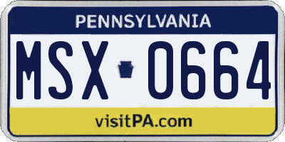 PA license plate MSX0664