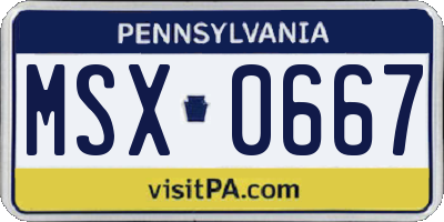 PA license plate MSX0667
