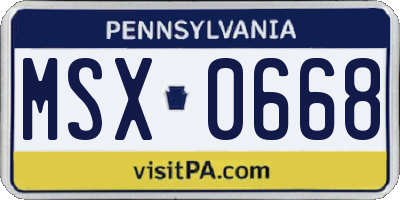 PA license plate MSX0668