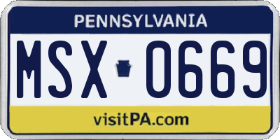 PA license plate MSX0669