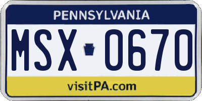 PA license plate MSX0670