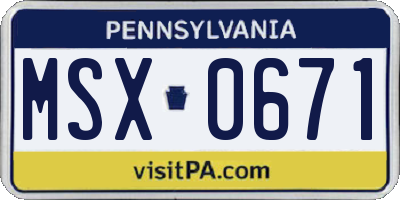 PA license plate MSX0671