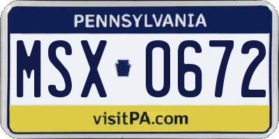 PA license plate MSX0672