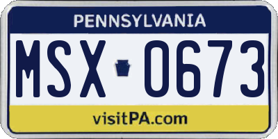 PA license plate MSX0673