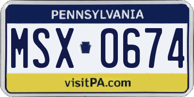PA license plate MSX0674