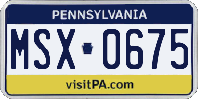 PA license plate MSX0675