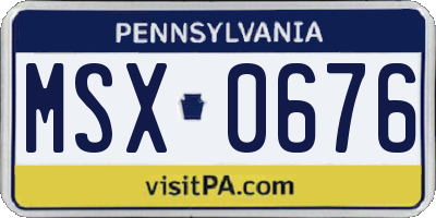 PA license plate MSX0676