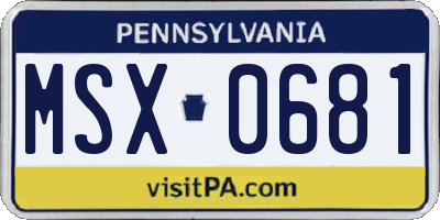 PA license plate MSX0681
