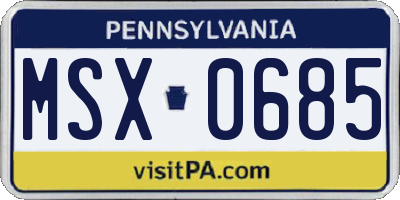 PA license plate MSX0685