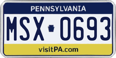 PA license plate MSX0693