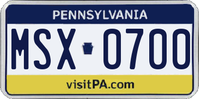 PA license plate MSX0700