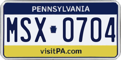 PA license plate MSX0704