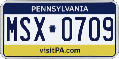 PA license plate MSX0709