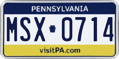 PA license plate MSX0714
