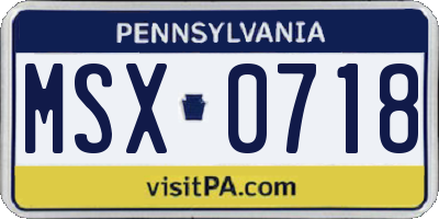 PA license plate MSX0718