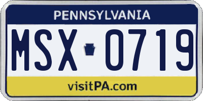 PA license plate MSX0719