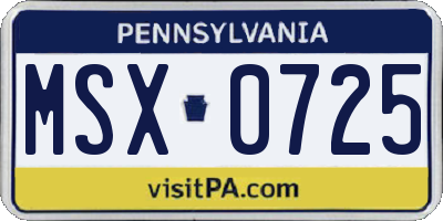 PA license plate MSX0725