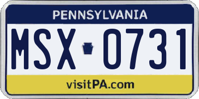 PA license plate MSX0731