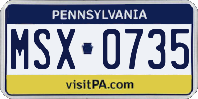PA license plate MSX0735