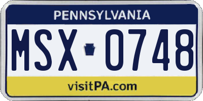 PA license plate MSX0748