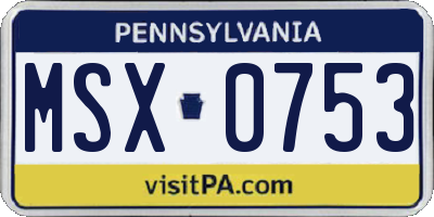 PA license plate MSX0753