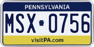 PA license plate MSX0756