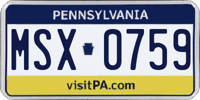PA license plate MSX0759