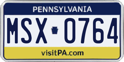 PA license plate MSX0764