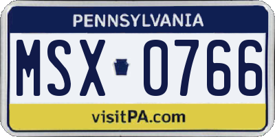 PA license plate MSX0766
