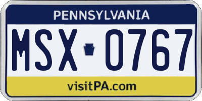 PA license plate MSX0767