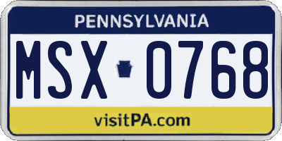 PA license plate MSX0768