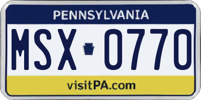 PA license plate MSX0770