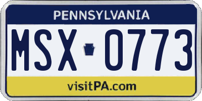 PA license plate MSX0773