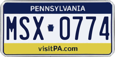 PA license plate MSX0774