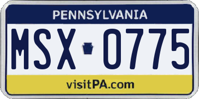 PA license plate MSX0775
