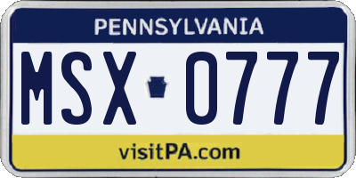 PA license plate MSX0777