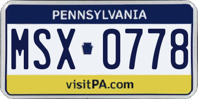 PA license plate MSX0778
