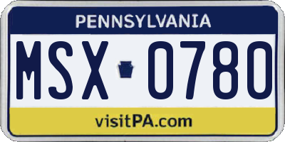 PA license plate MSX0780