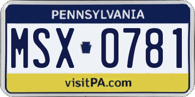 PA license plate MSX0781