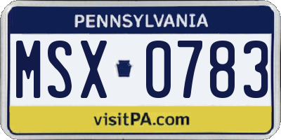 PA license plate MSX0783
